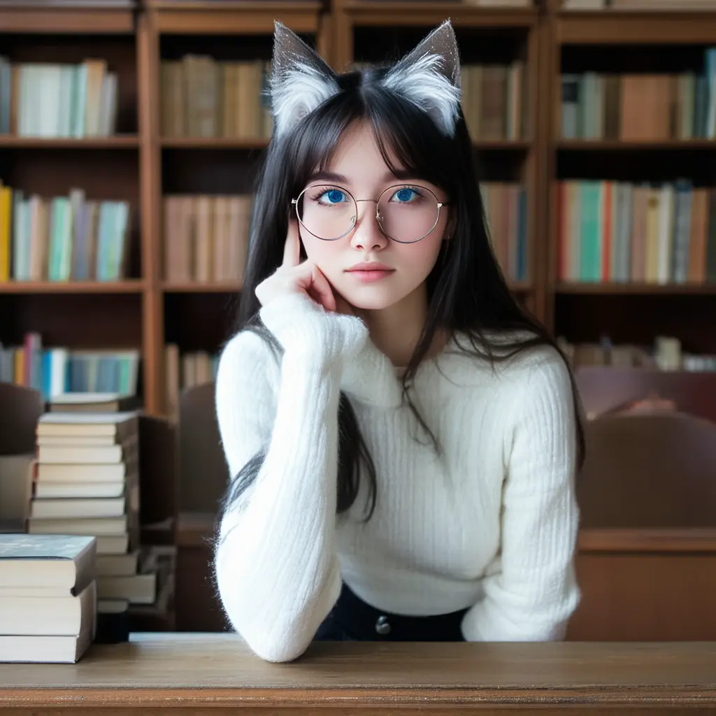 Girl in library