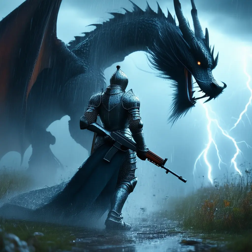 Knight facing dragon